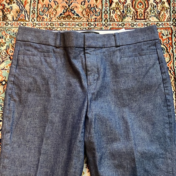 Banana Sloan pants in navy and white cotton blend. - Picture 2 of 13